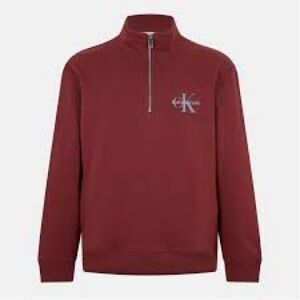 Calvin Klein Jeans Men’s Zip-Up Pullover - Burgundy